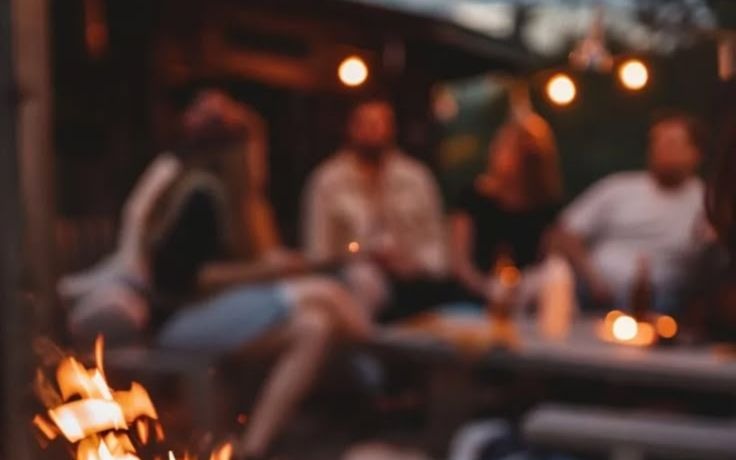 Fire bowl with string lights